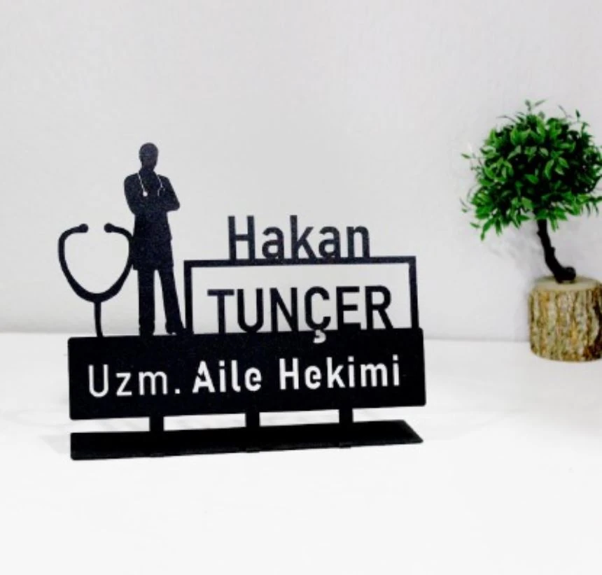 Aile Hekimi Masa İsimliği - Kişiye Özel Metal İsimlik - Aile Hekimi Doktor için isimlik