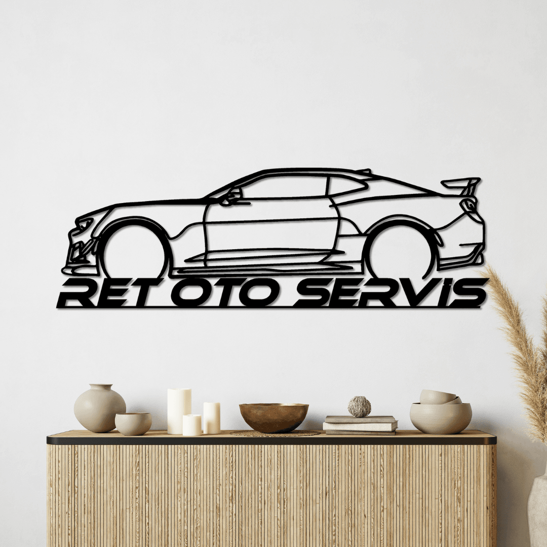Oto Servis Ofislerine Özel–Camaro ZL1 Silüet Metal Duvar Tablosu