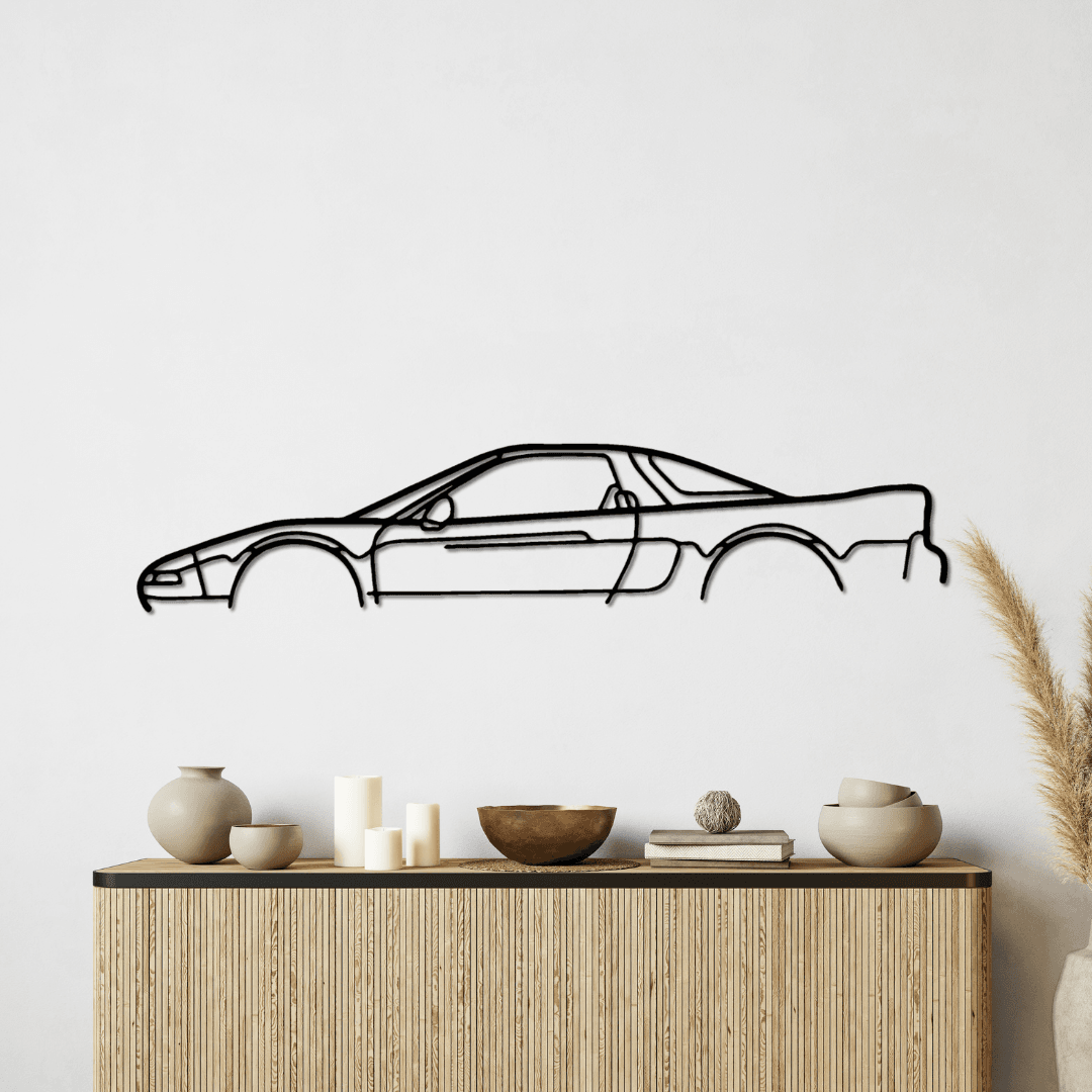Honda NSX NA1 Silüet Metal Duvar Tablosu – JDM Efsanesi Lazer Kesim Dekor