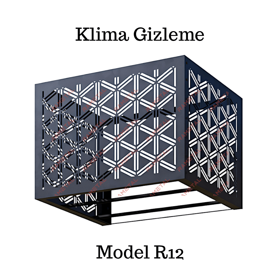 Dekoratif Klima Gizleme - Siyah Renk Klima Dış Ünite Kafesi