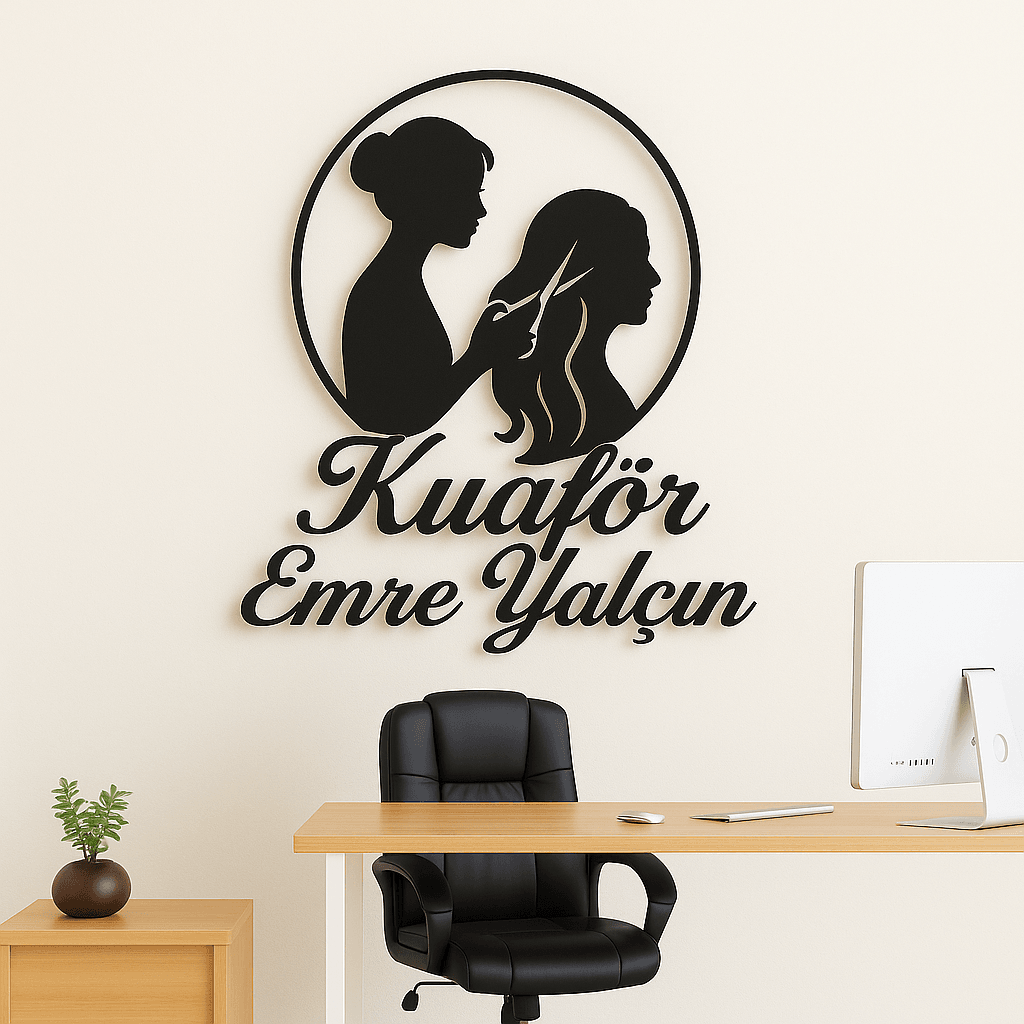 Kadın Kuaförü İçin Metal Duvar Dekoru - Kişiye Özel Duvar Tablosu