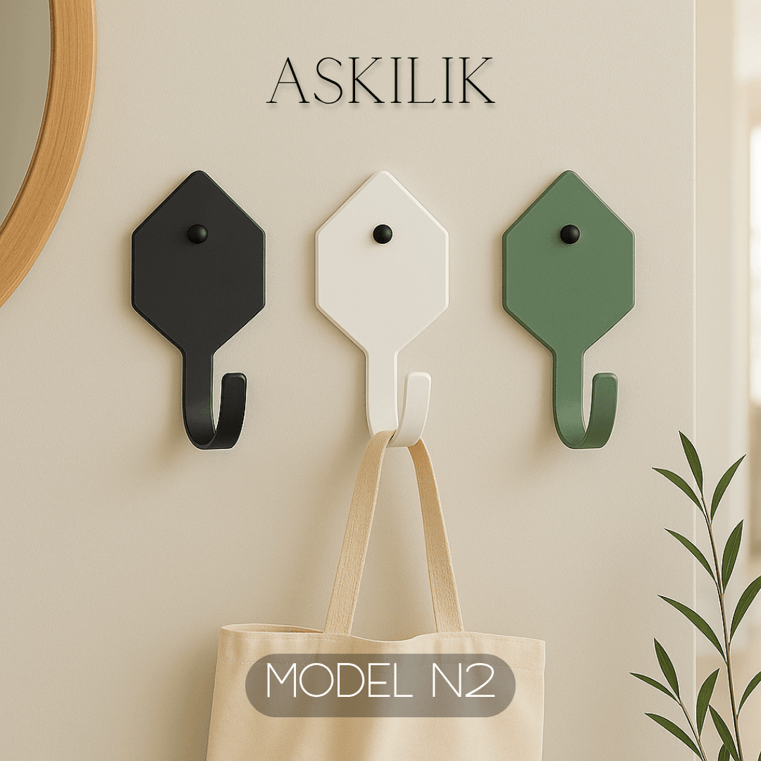 3lü Set Dekoratif Altıgen Anahtarlık- Renkli Metal Askılık