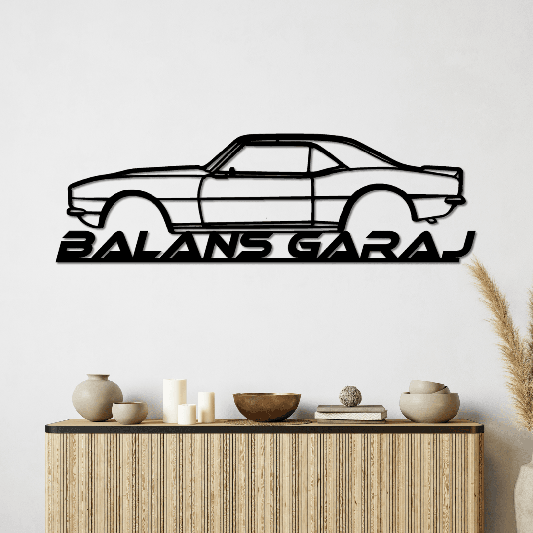 Garaj ve Oto Showroomlara Özel–1968 Camaro Silüet Metal Duvar Tablosu