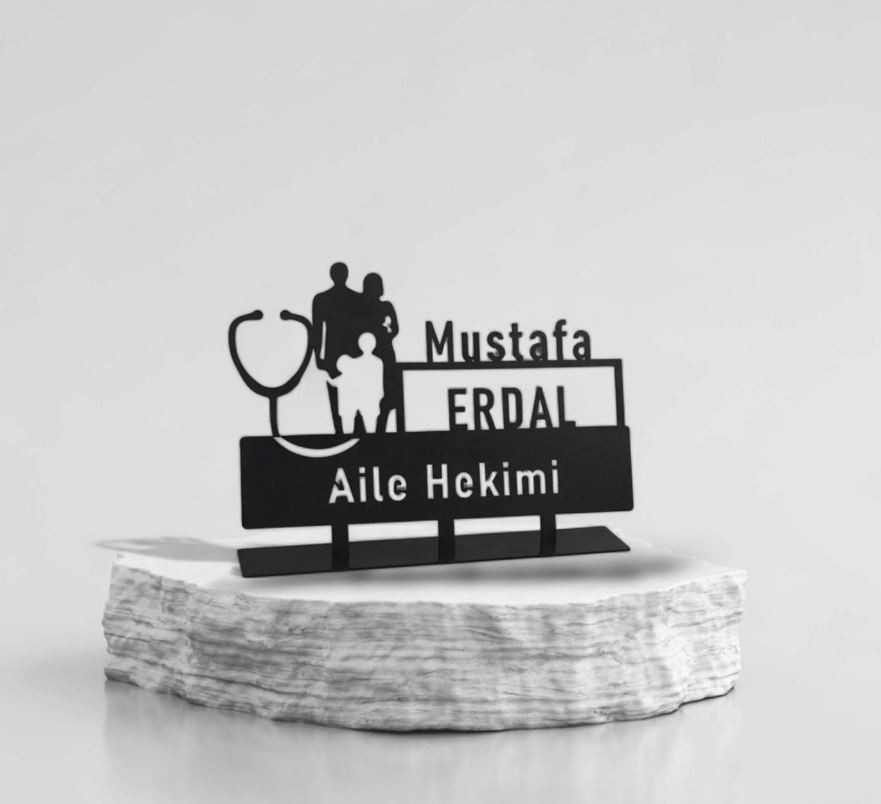 Aile Hekimi İsimlik - Kişiye Özel Metal İsimlik - Aile Hekimi Doktor Masa İsimliği