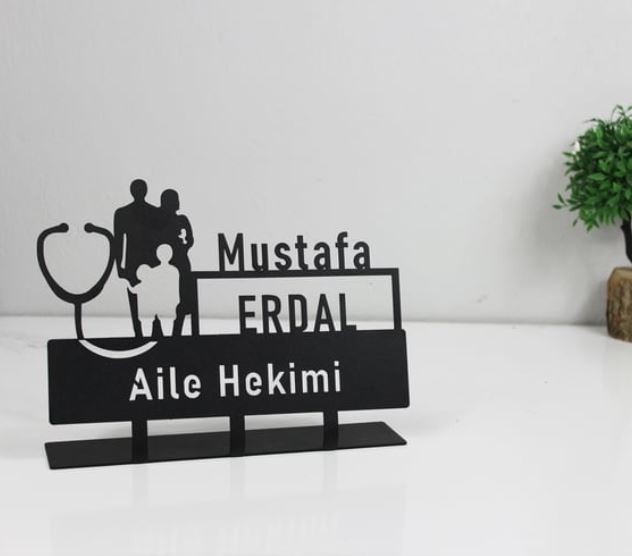Aile Hekimi İsimlik - Kişiye Özel Metal İsimlik - Aile Hekimi Doktor Masa İsimliği