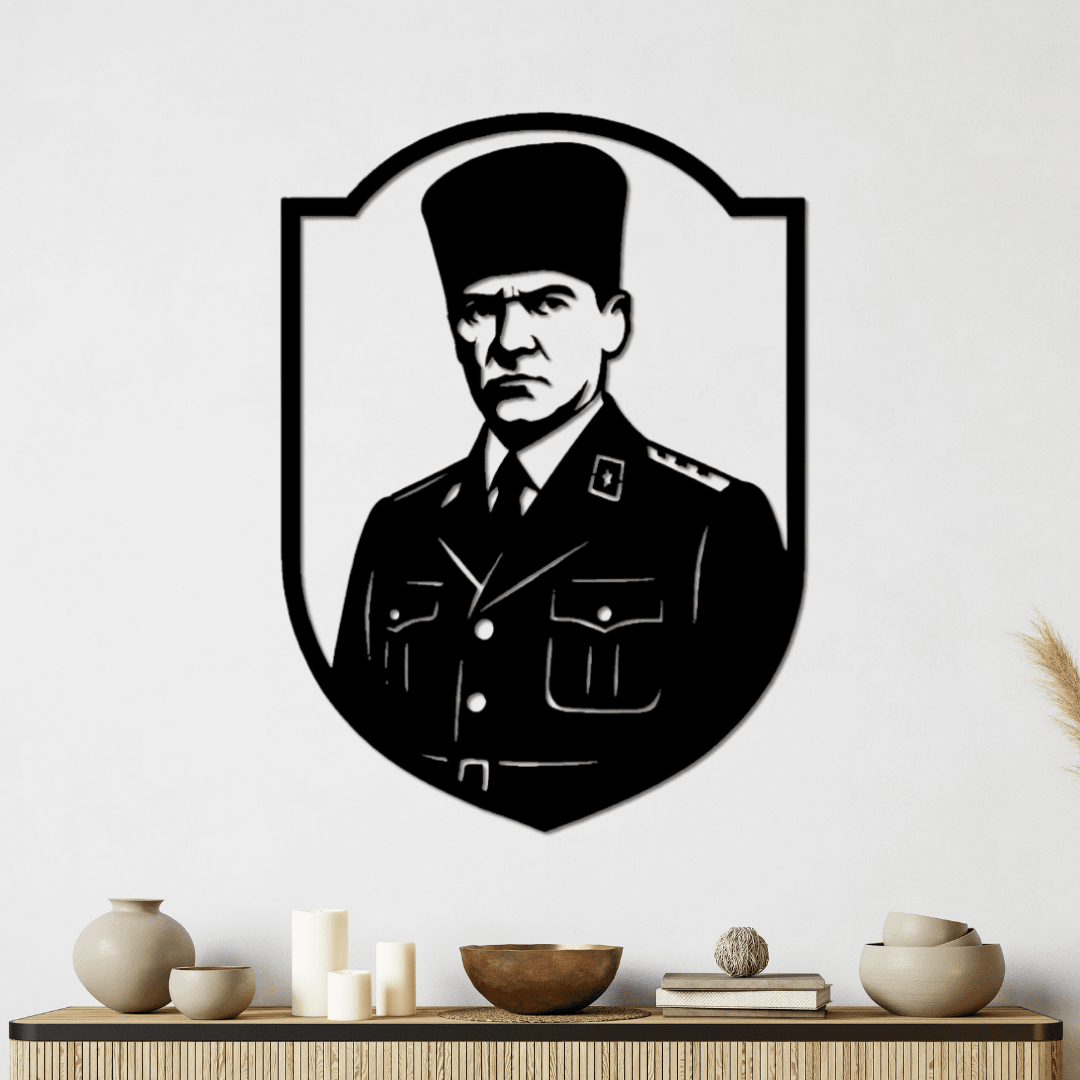 Askerî Ofis ve Kurumlara Özel – Atatürk Üniformalı Metal Duvar Tablosu