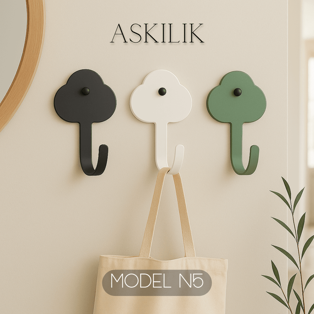 3lü Set Dekoratif Bulut Anahtarlık- Renkli Metal Askılık