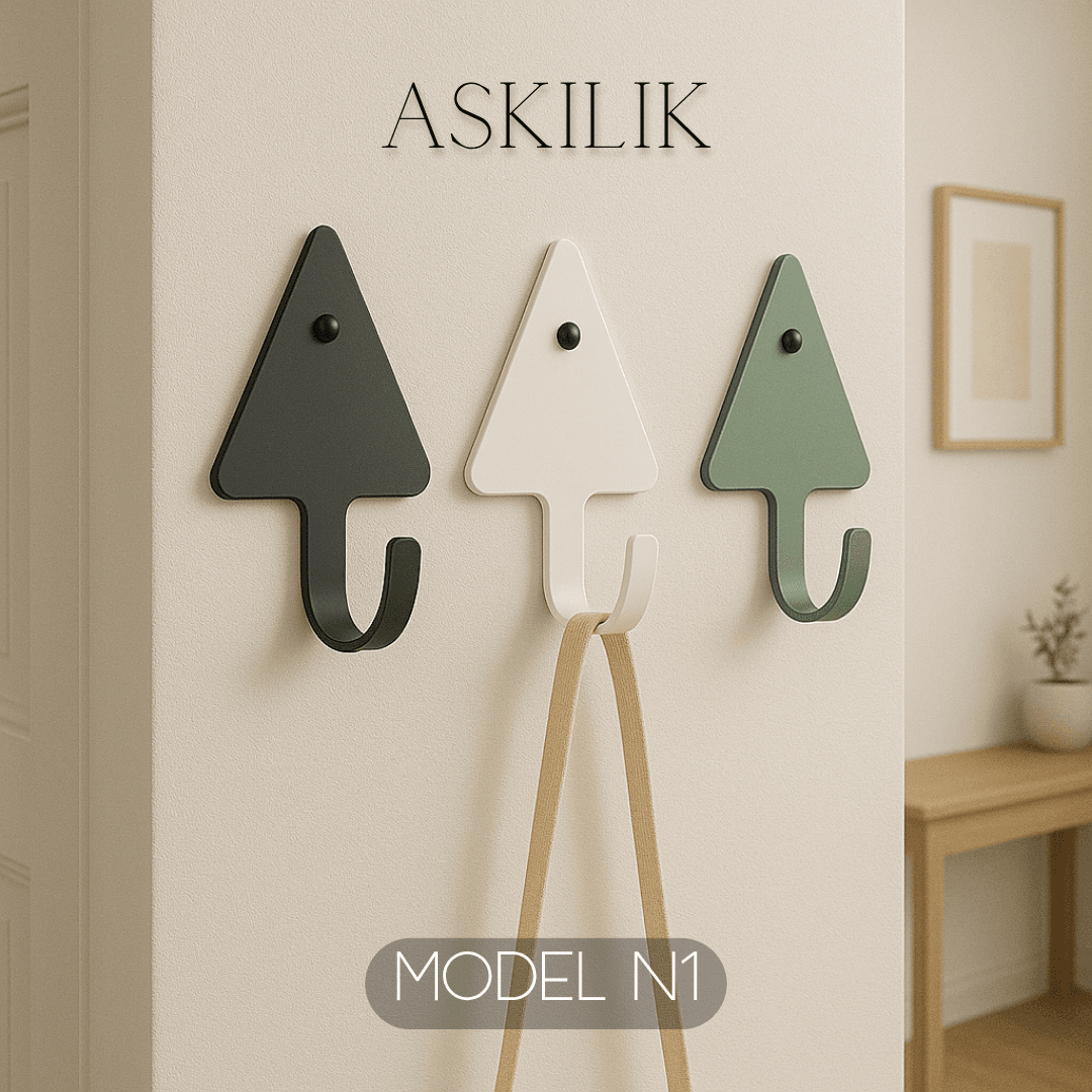 3lü Set Dekoratif Anahtarlık- Renkli Metal Askılık