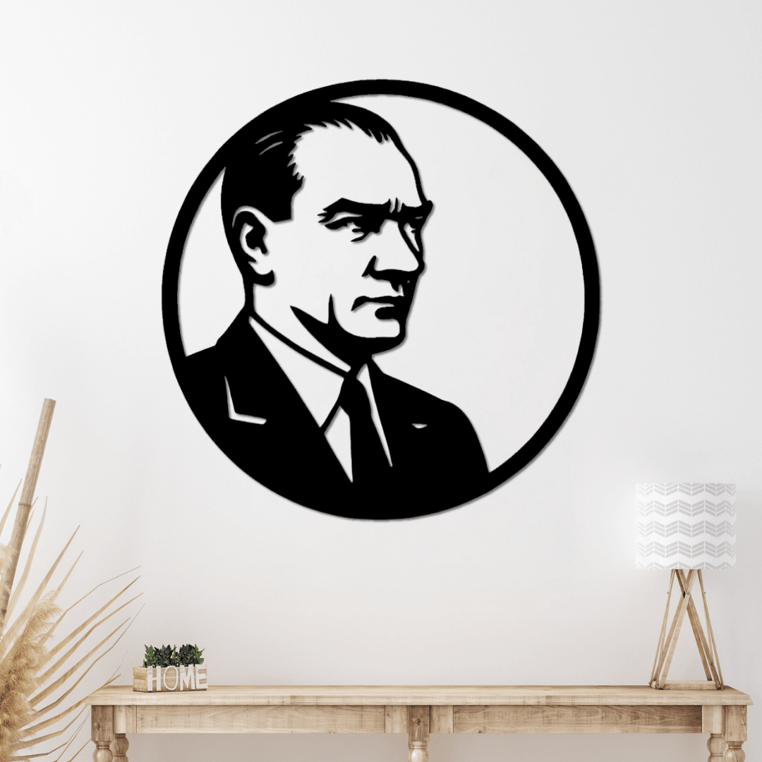 Kurum ve Ofisler İçin – Atatürk Yuvarlak Silüet Metal Duvar Tablosu