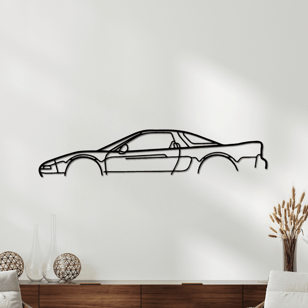 Honda NSX NA1 Silüet Metal Duvar Tablosu – JDM Efsanesi Lazer Kesim Dekor