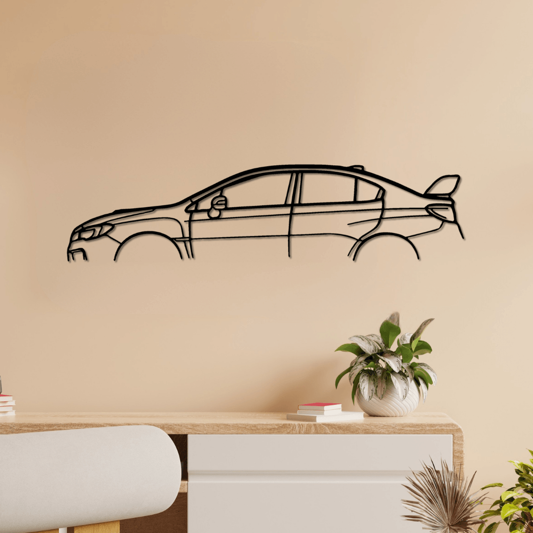 Subaru Impreza WRX STI VA Silüet Metal Duvar Tablosu – Yeni Nesil Ralli Ruhu Lazer Kesim Dekor