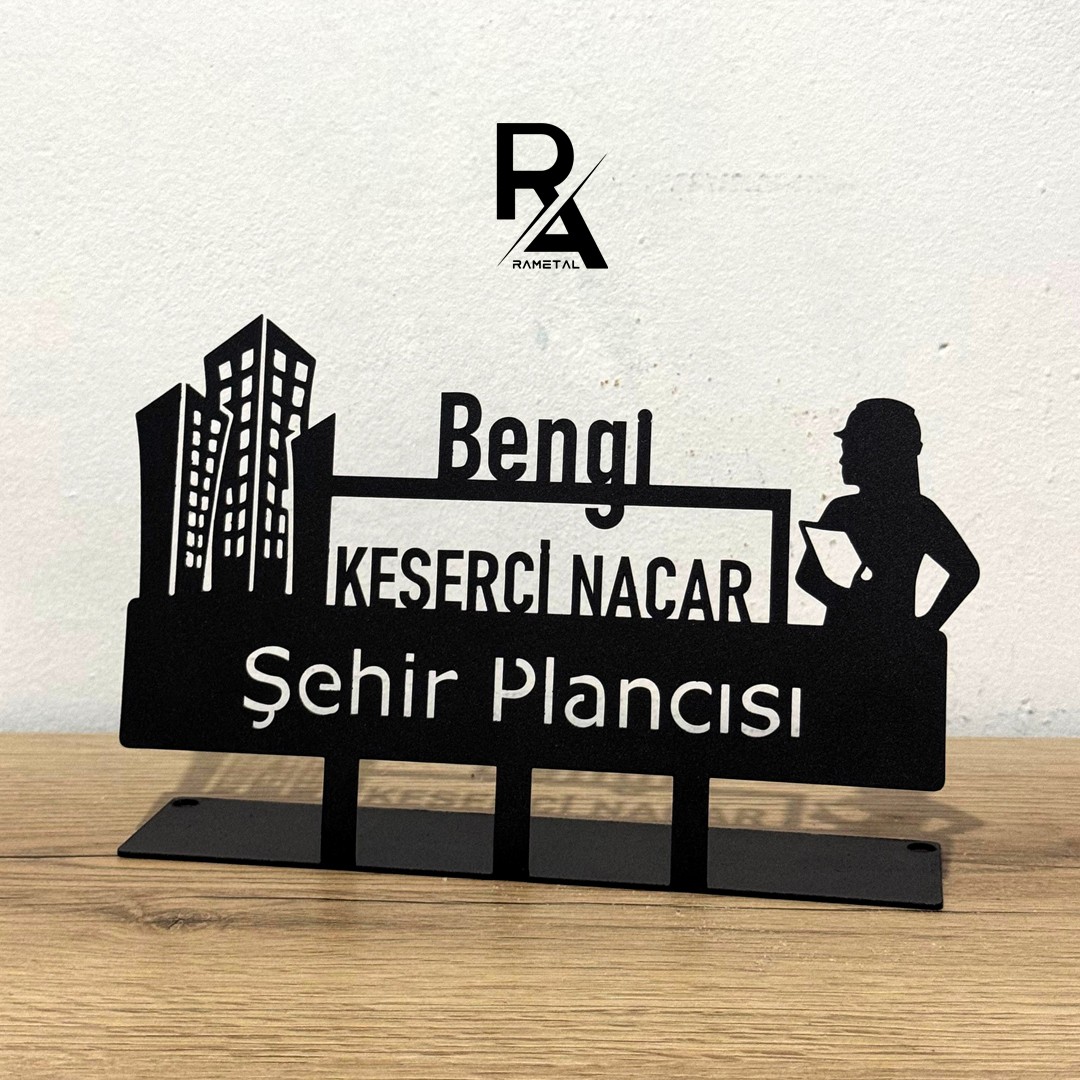 Şehir Plancısı Masaüstü İsimlik - Kişiye Özel Metal İsimlik