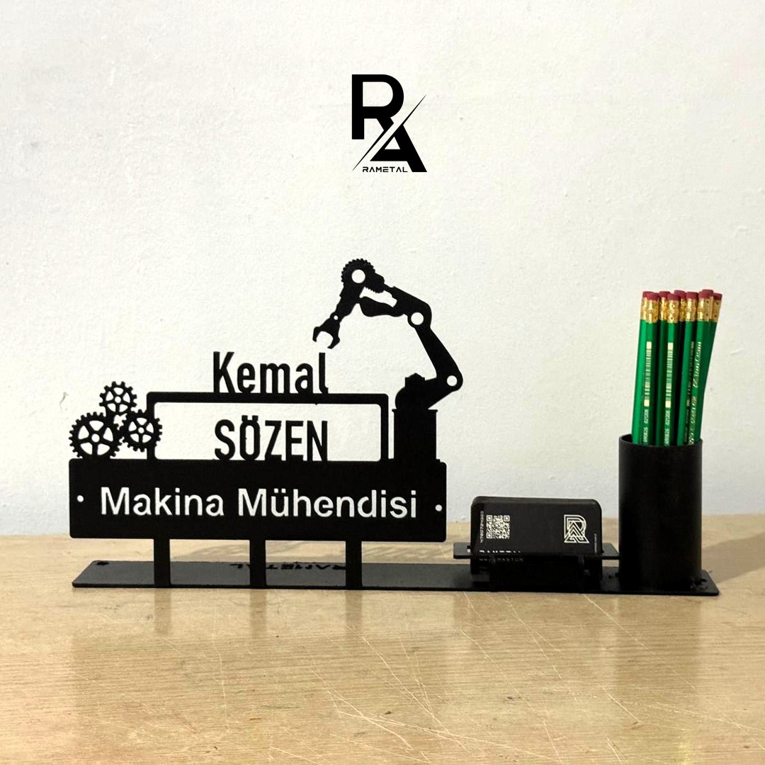 Makine Mühendisi Masa İsimliği- Kişiye Özel Masaüstü İsimlik Kalemlik Kartlık