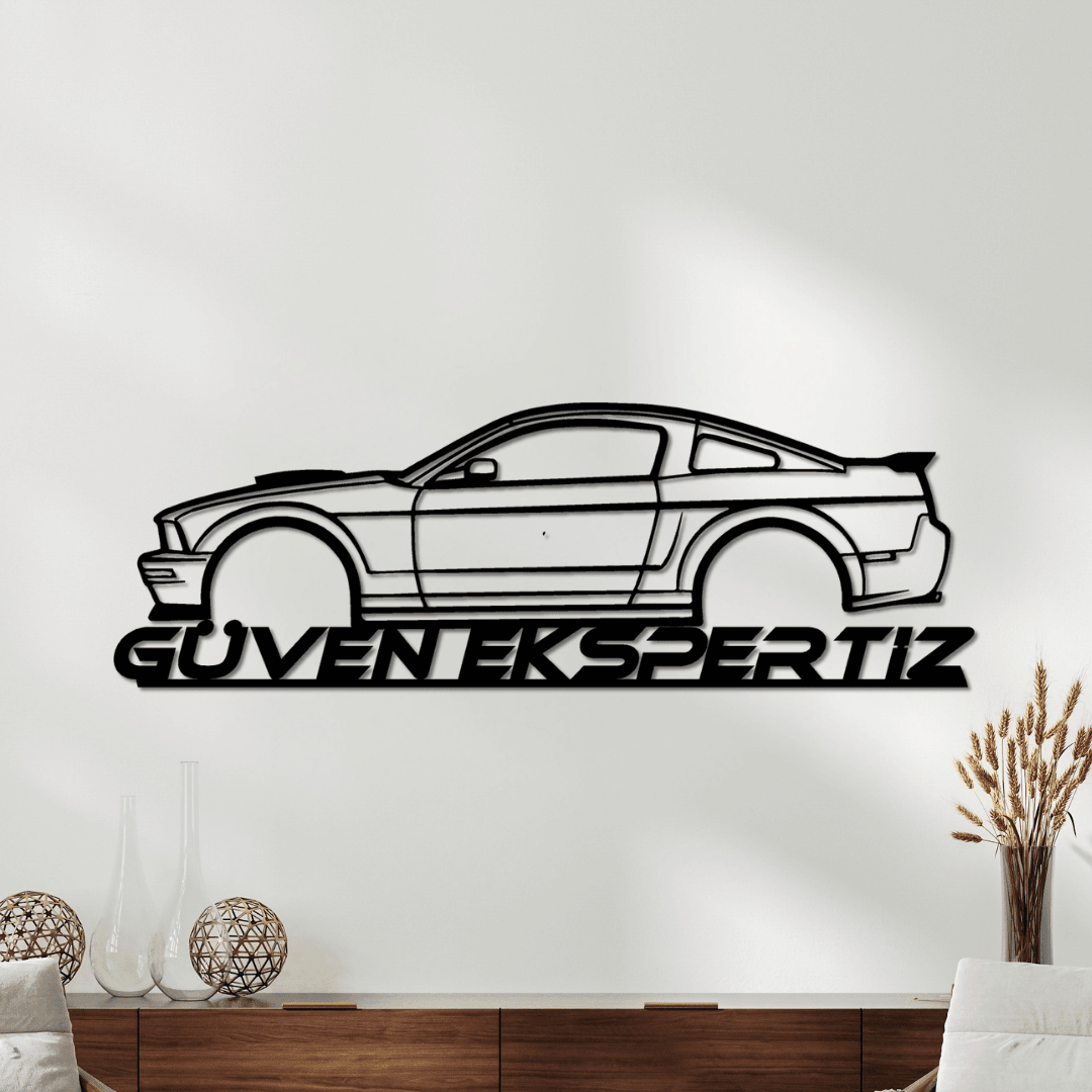 Oto Ekspertiz Ofislerine Özel–Mustang GT Silüet Metal Duvar Tablosu