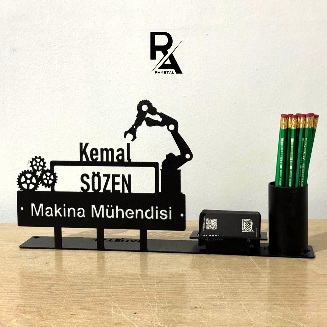 Makine Mühendisi Masa İsimliği- Kişiye Özel Masaüstü İsimlik Kalemlik Kartlık