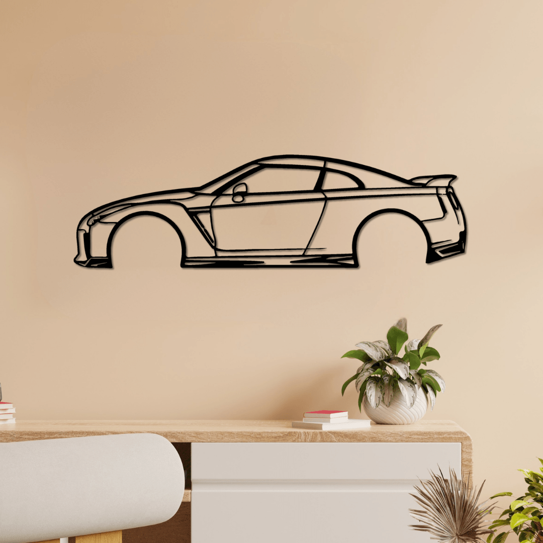 Nissan GT-R R35 Silüet Metal Duvar Tablosu – JDM Lazer Kesim Dekor