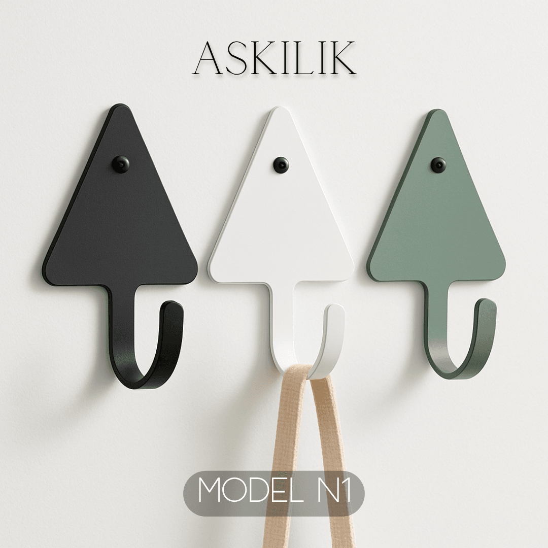 3lü Set Dekoratif Anahtarlık- Renkli Metal Askılık