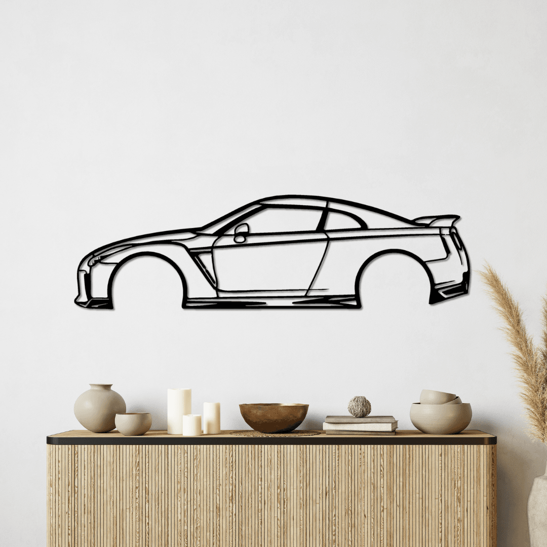 Nissan GT-R R35 Silüet Metal Duvar Tablosu – JDM Lazer Kesim Dekor