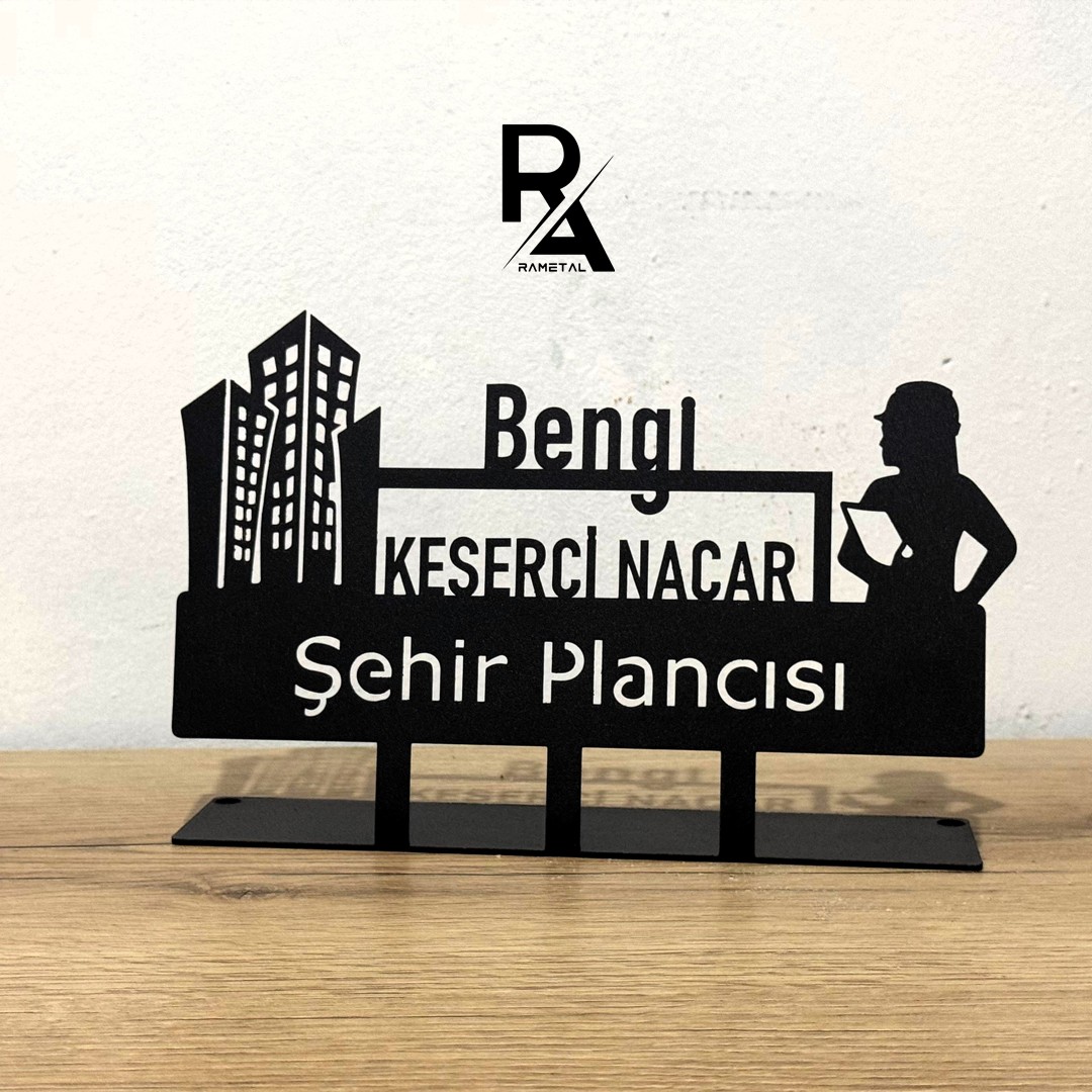 Şehir Plancısı Masaüstü İsimlik - Kişiye Özel Metal İsimlik