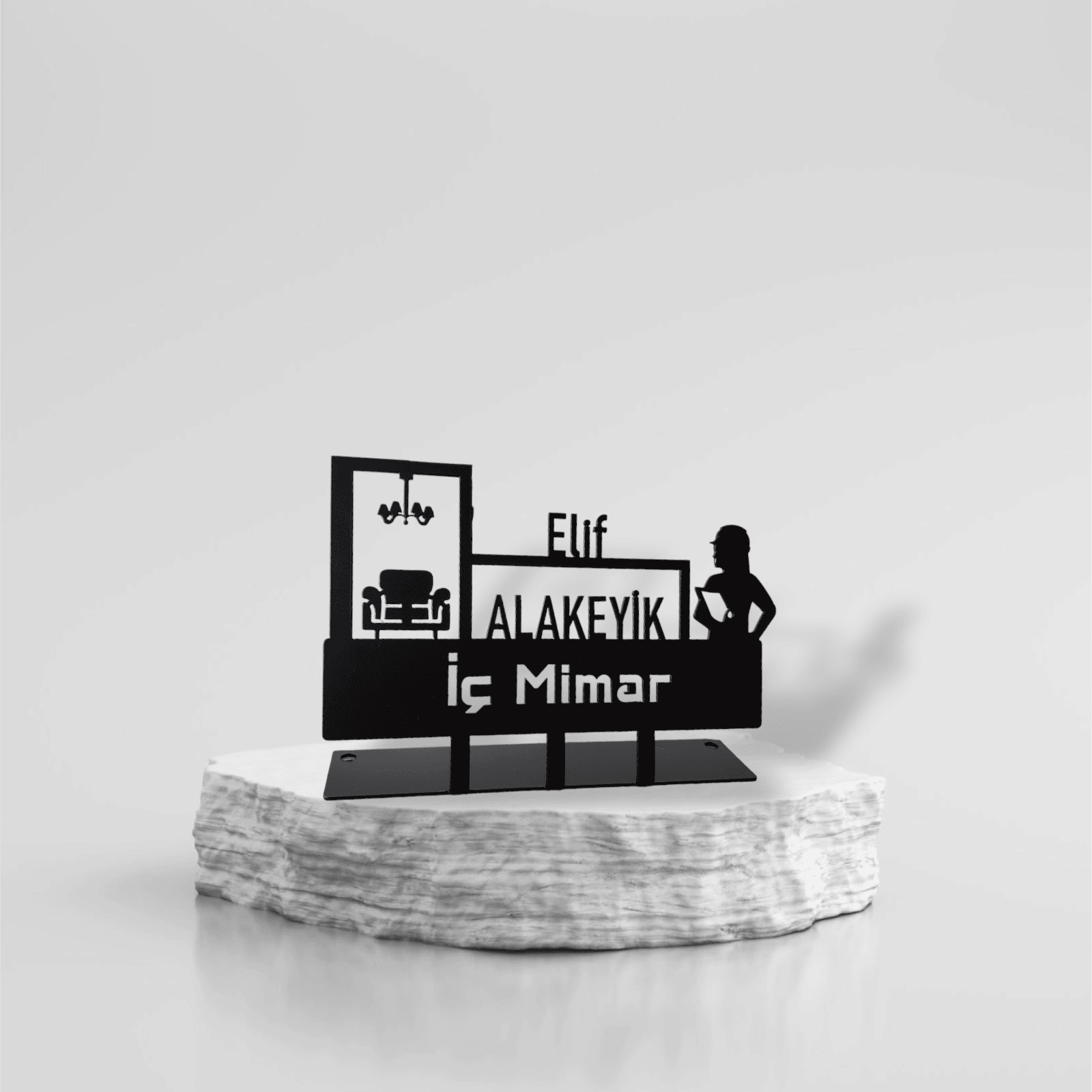 İç Mimar Masaüstü Metal İsimlik - Kişiye Özel İsimlik - İç Mimar Masaüstü İsimlik