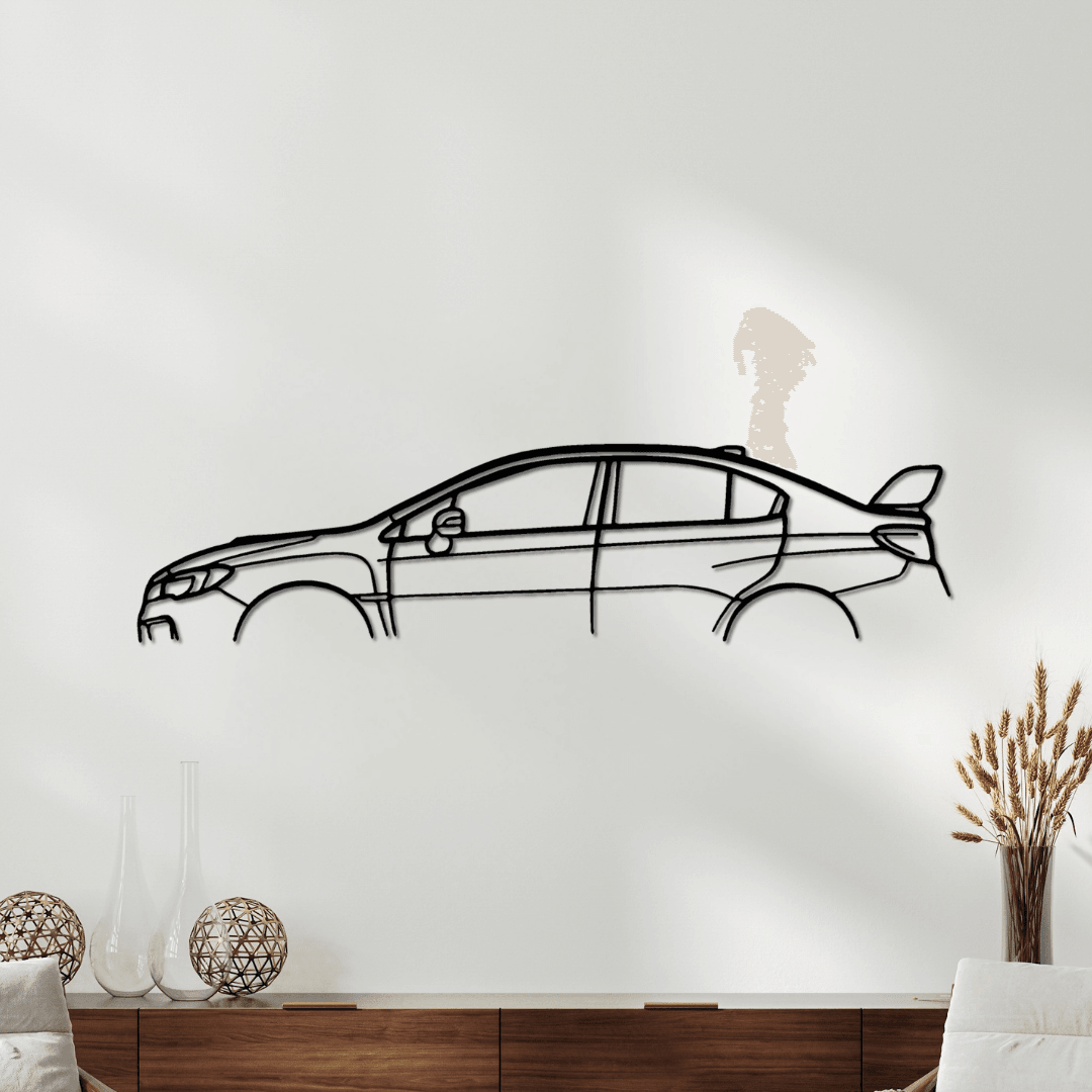 Subaru Impreza WRX STI VA Silüet Metal Duvar Tablosu – Yeni Nesil Ralli Ruhu Lazer Kesim Dekor