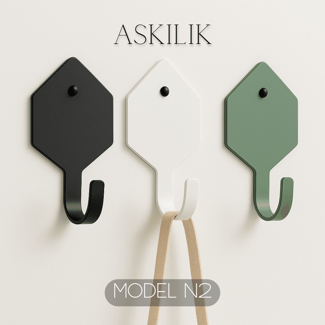 3lü Set Dekoratif Altıgen Anahtarlık- Renkli Metal Askılık