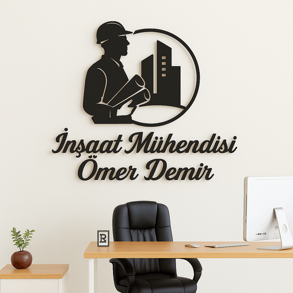 İnşaat Mühendisi Metal Duvar Dekoru - Kişiye Özel Duvar Tablosu