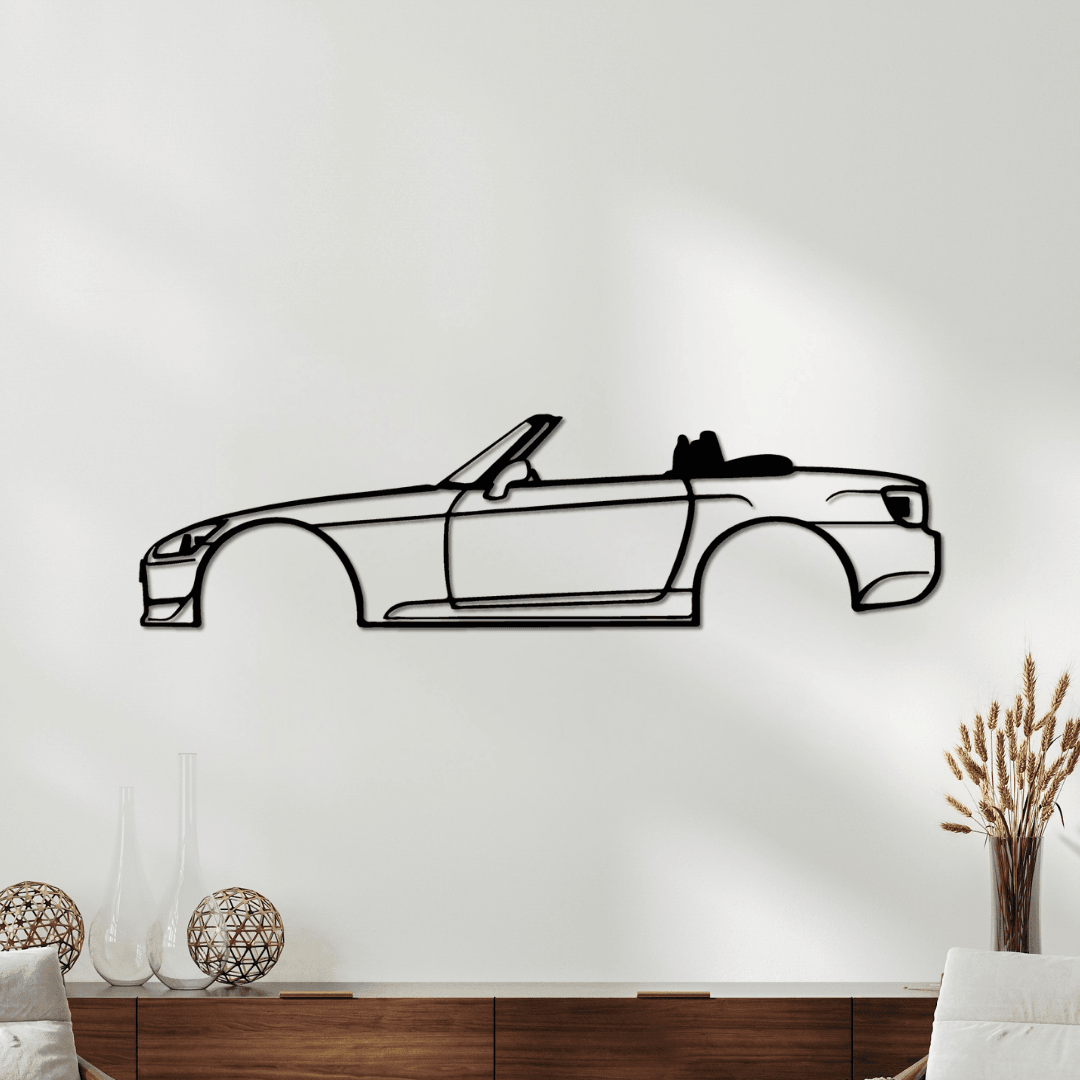 Honda S2000 Silüet Metal Duvar Tablosu – Roadster Efsanesi Lazer Kesim Dekor