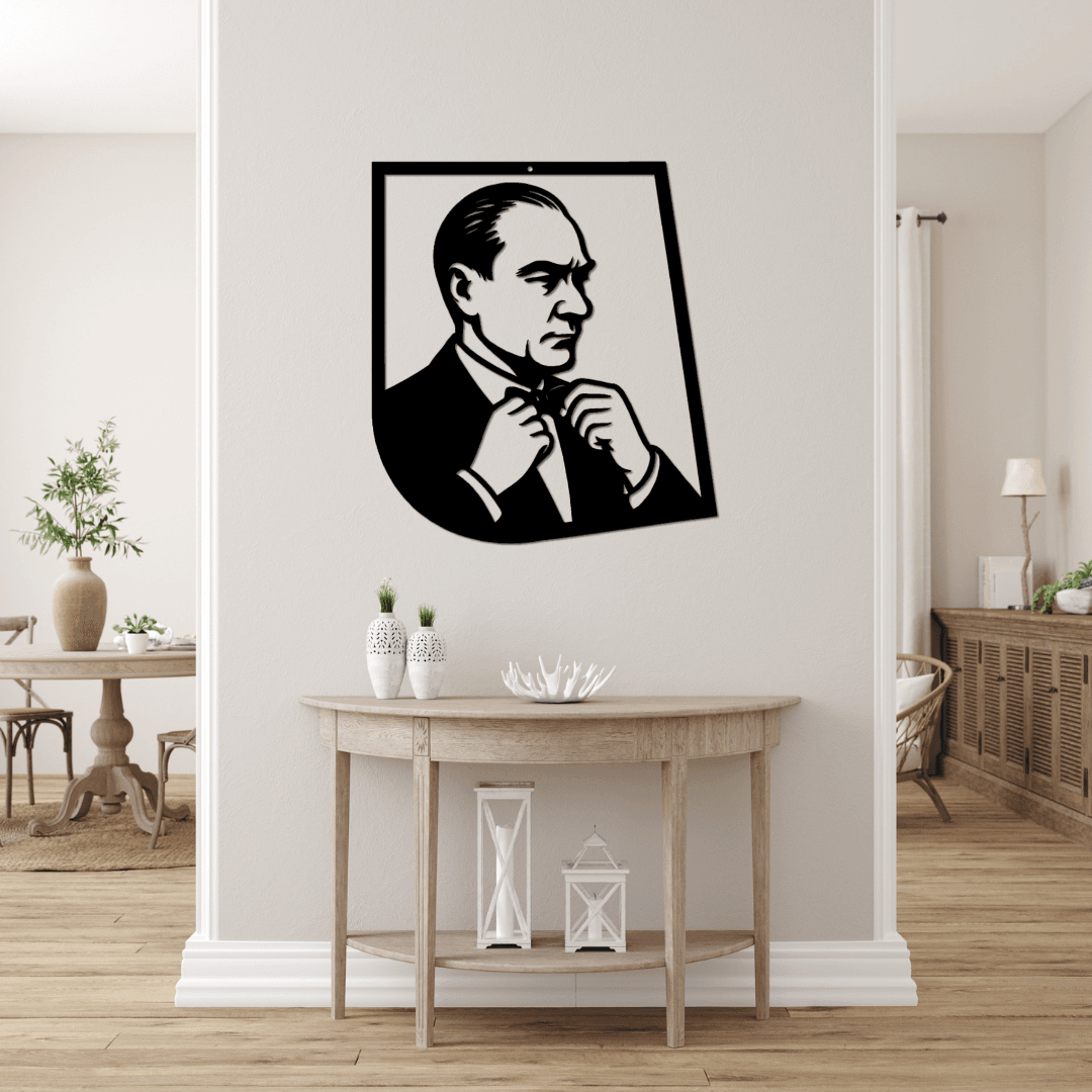 Modern Ofislere Özel – Atatürk Papyon Silüet Metal Duvar Tablosu