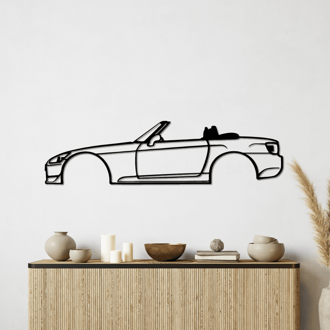 Honda S2000 Silüet Metal Duvar Tablosu – Roadster Efsanesi Lazer Kesim Dekor