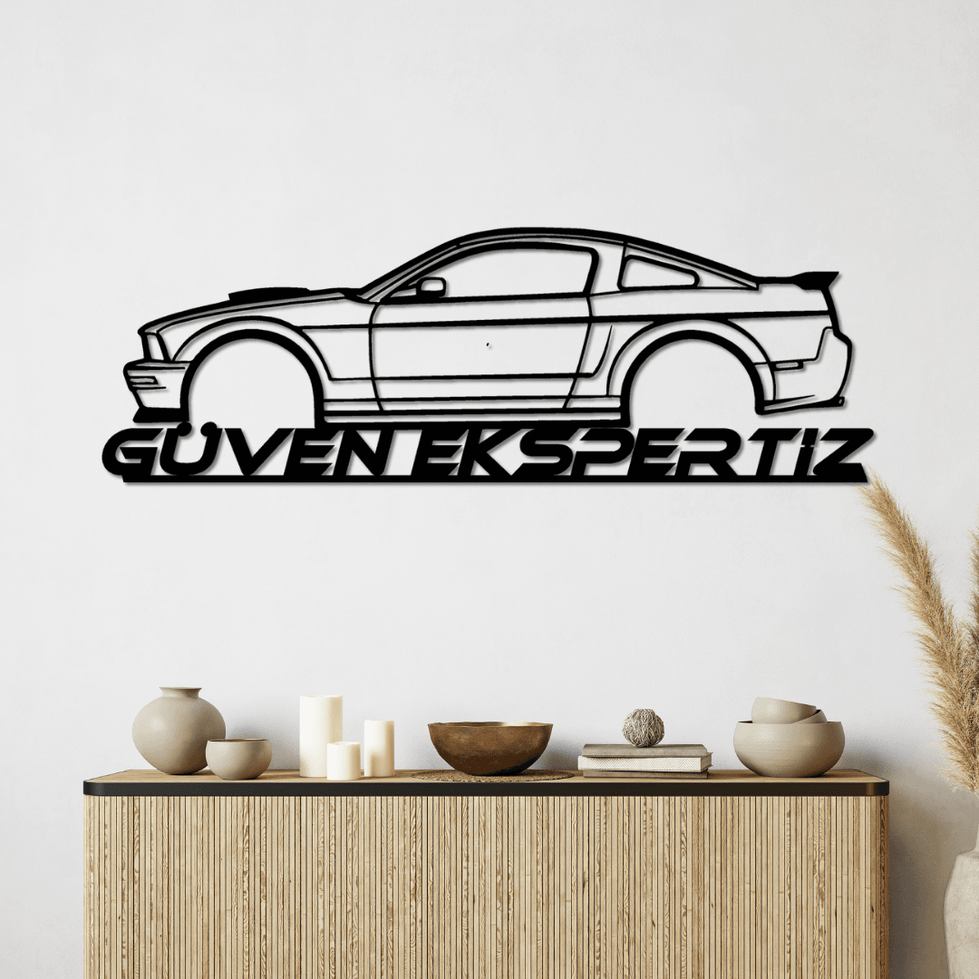 Oto Ekspertiz Ofislerine Özel–Mustang GT Silüet Metal Duvar Tablosu