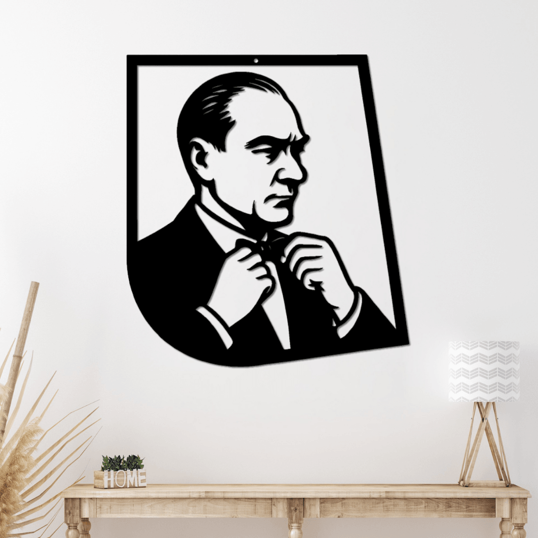 Modern Ofislere Özel – Atatürk Papyon Silüet Metal Duvar Tablosu