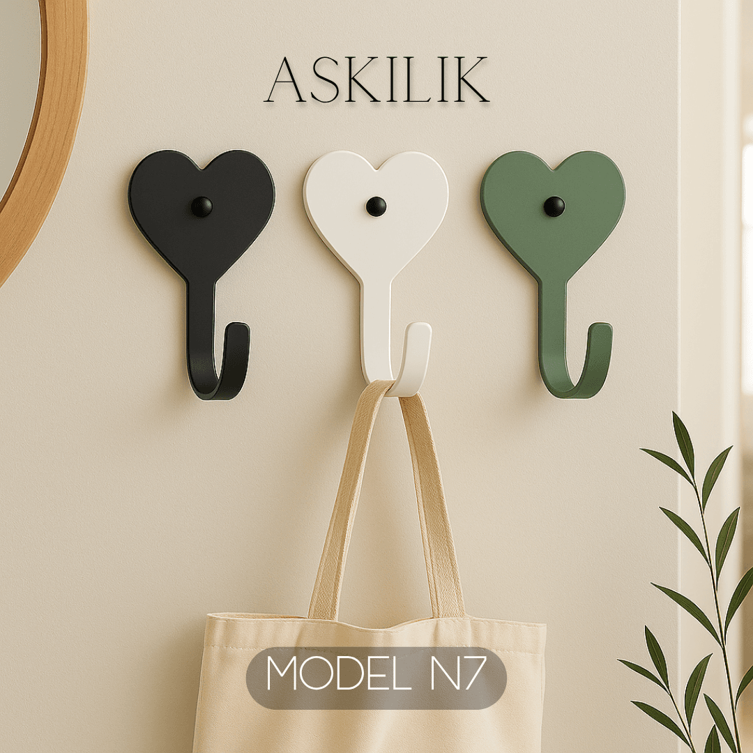 3lü Set Dekoratif Kalp Anahtarlık- Renkli Metal Askılık