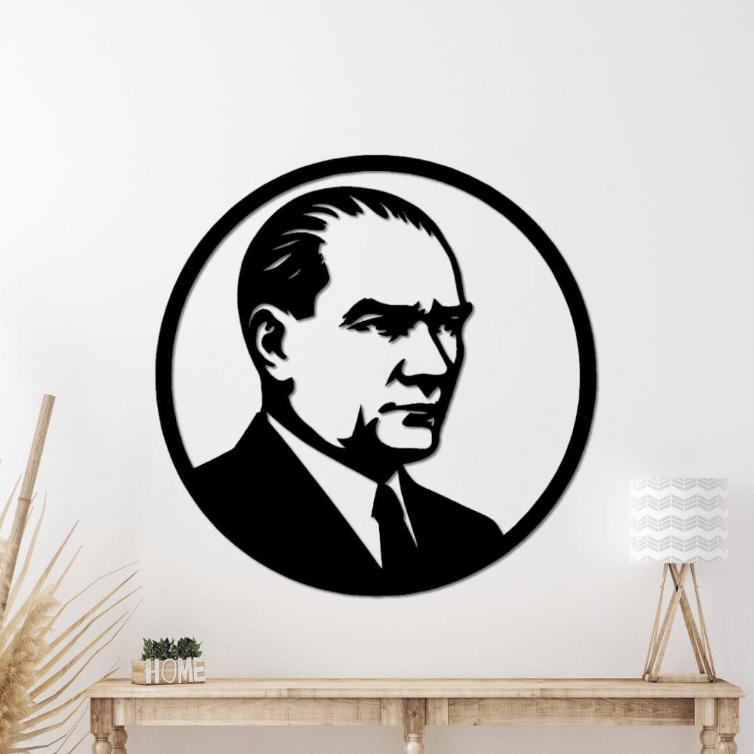 Kurumsal Alanlara Özel – Atatürk Daire Silüet Metal Duvar Tablosu