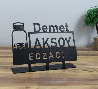 Eczacı Masa İsimliği - Kişiye Özel Metal İsimlik - Eczacı Eczane için Masa İsimliği