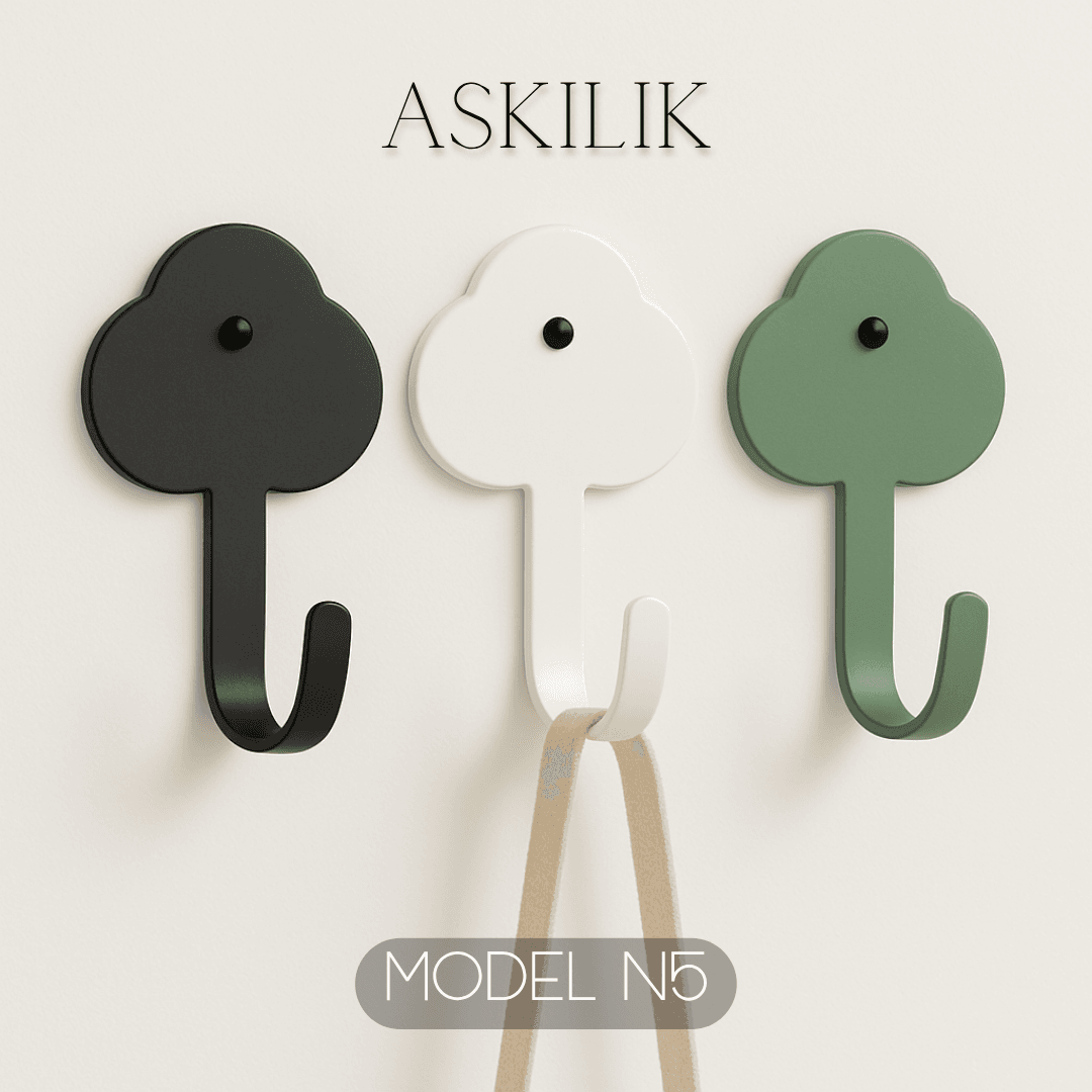3lü Set Dekoratif Bulut Anahtarlık- Renkli Metal Askılık