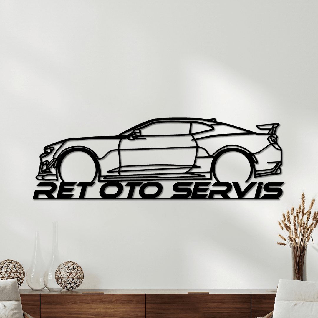 Oto Servis Ofislerine Özel–Camaro ZL1 Silüet Metal Duvar Tablosu