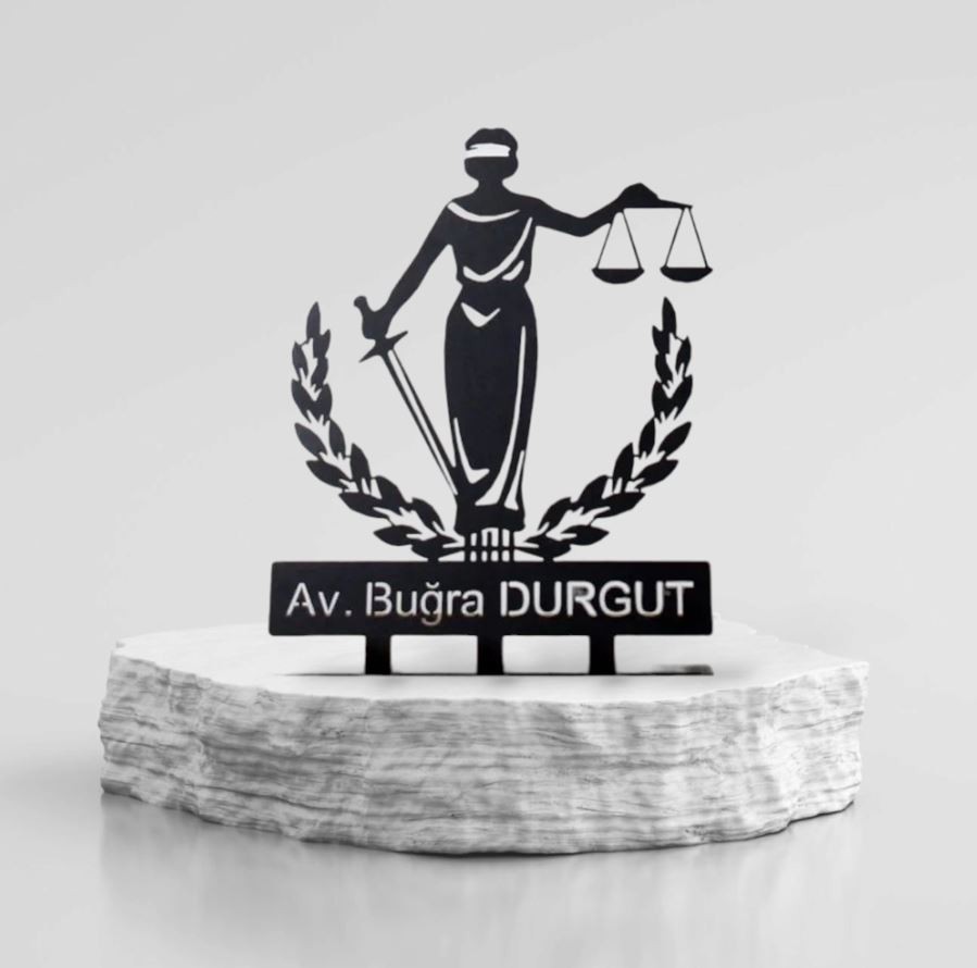 Avukatlara Özel İsimlik - Kişiye Özel Metal İsimlik - Avukat Themis Masa İsimliği