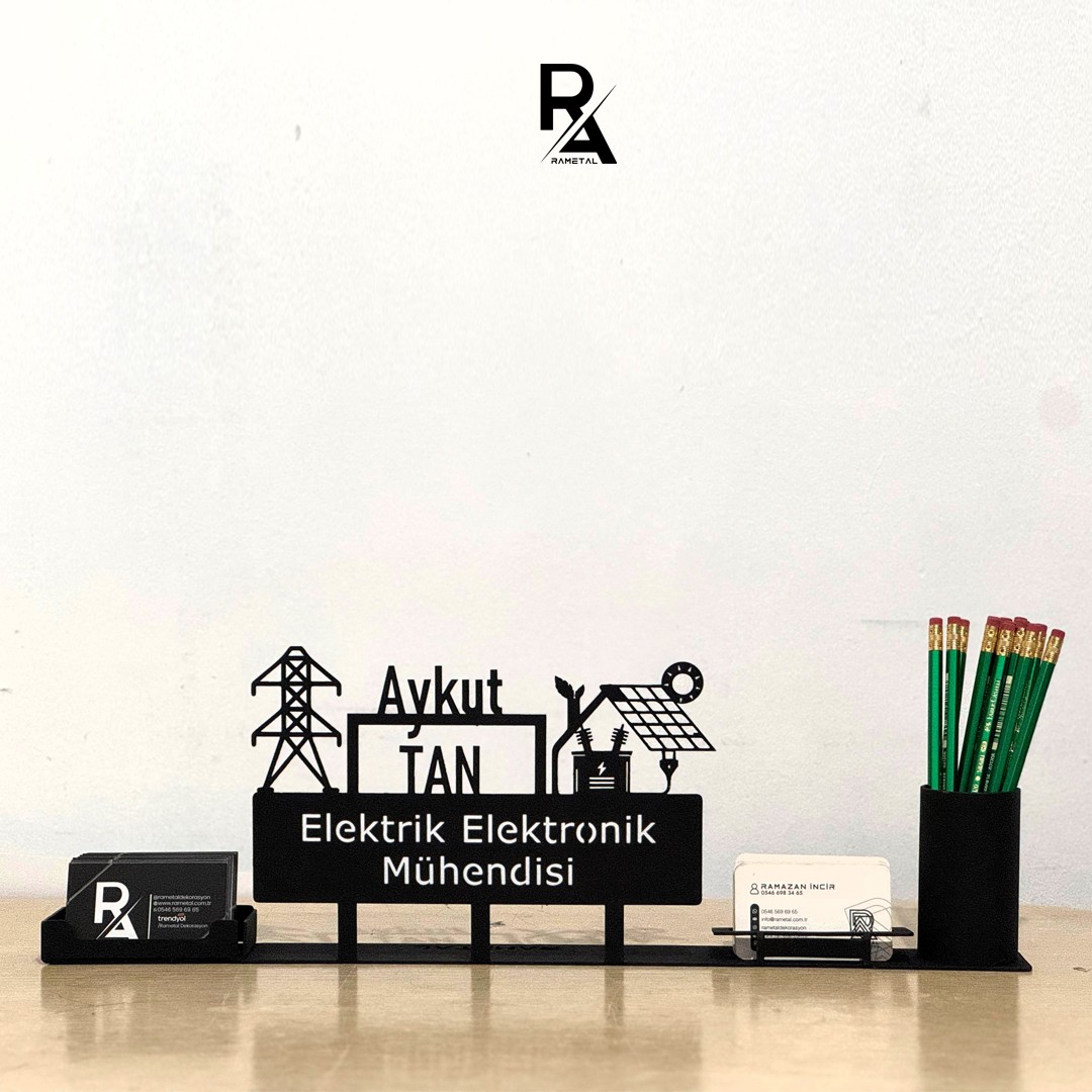 Elektrik Elektronik Mühendisleri İçin Masaüstü İsimlik - Kişiye Özel Masaüstü İsimlik Kalemlik Kartlık