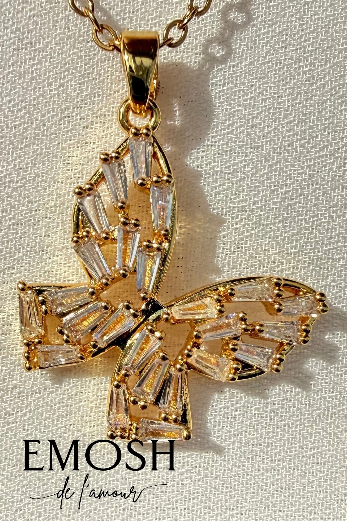 Baget Taşlı Kelebek Kolye | Altın Kaplama Lüks Zirkon Detaylı | Zara Model