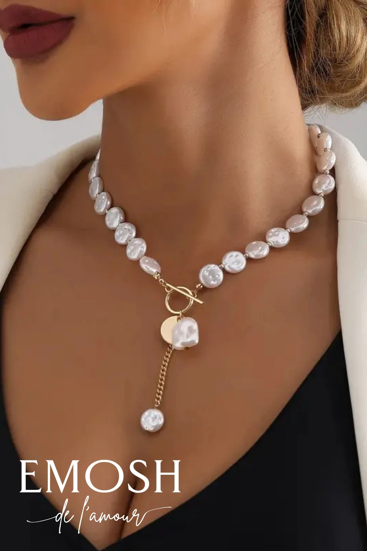 Taklit Barok İnci Toggle Kilitli Kolye | Püskül Detaylı Lüks Vintage Şıklık | Zara