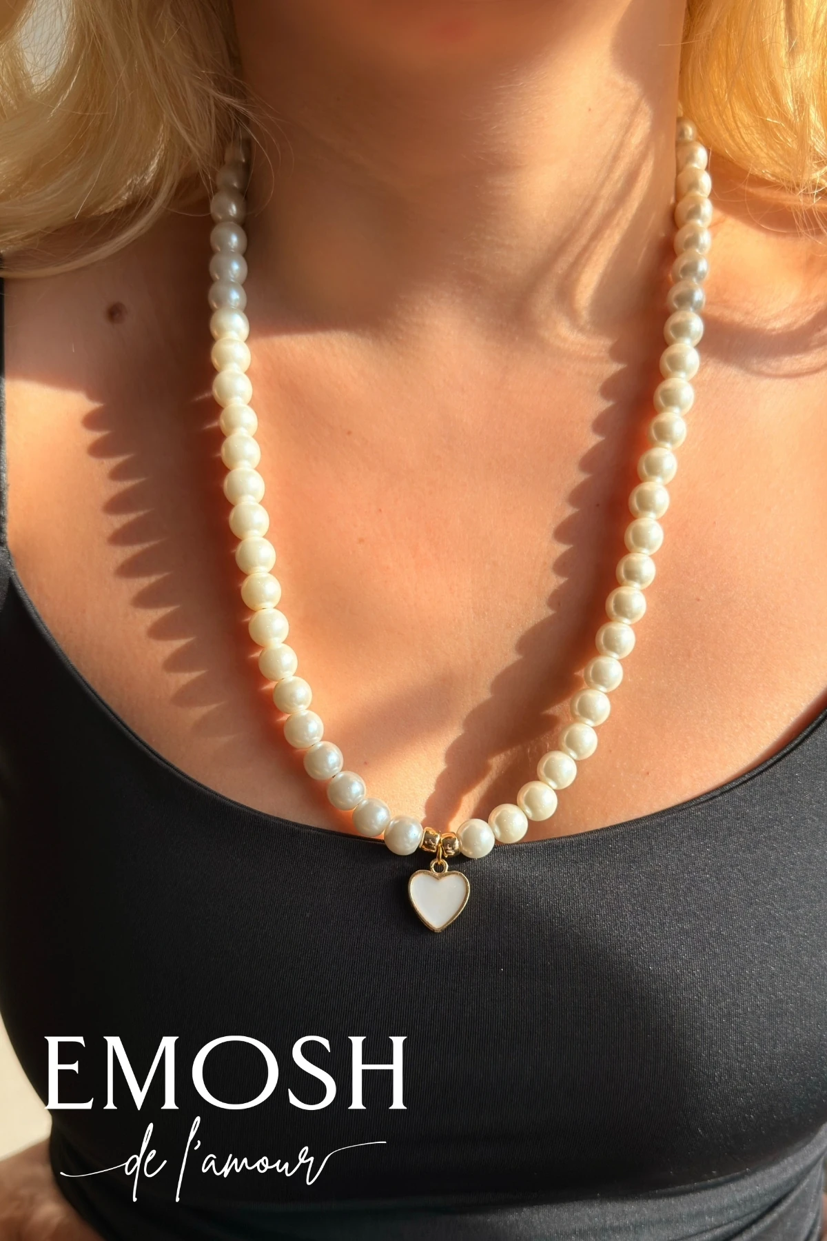 Beyaz İnci Kolye Bileklik Seti | Cam İnci & Kalp Charm Detaylı | Romantik Zara Model