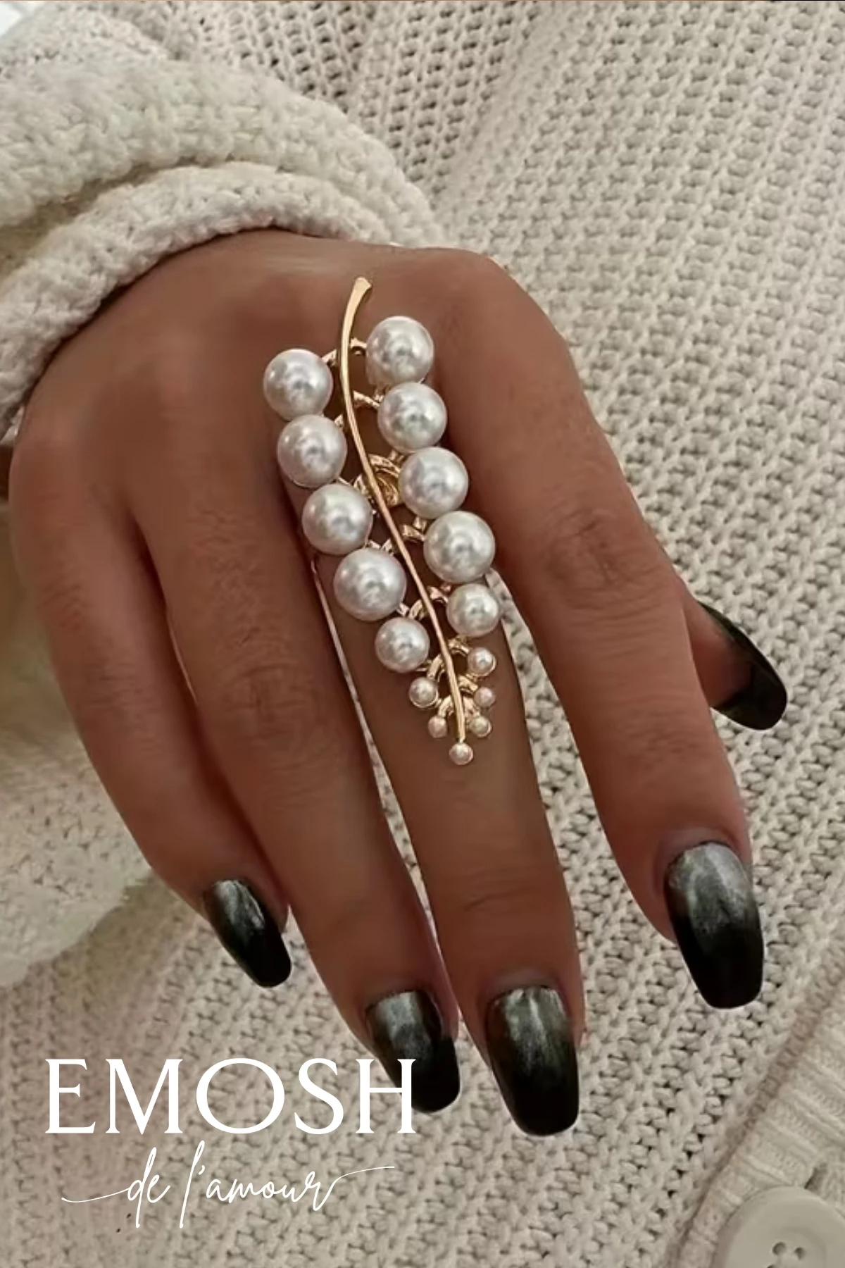 Büyük Boy İnci Salkımı Yüzük | Altın Kaplama Statement Full-Finger | Zara Model Takı