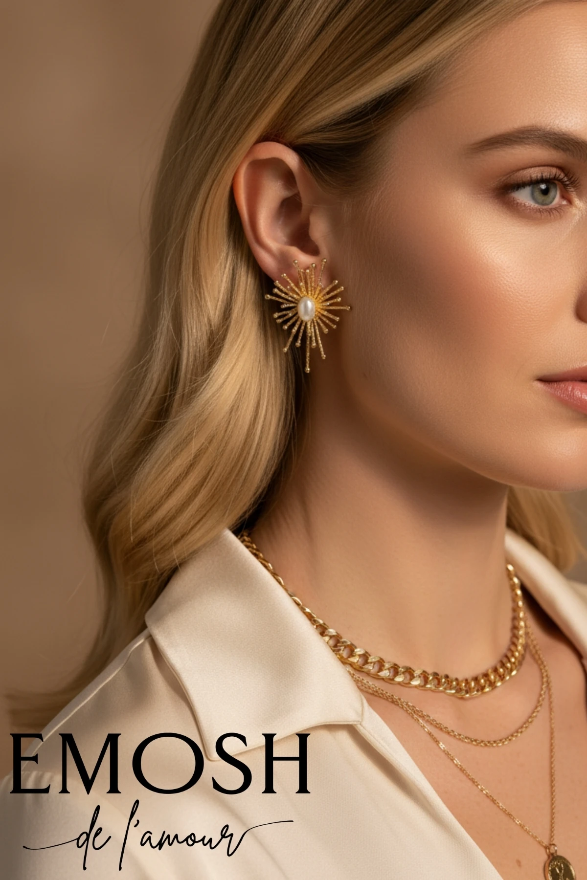 Tasarım Gerçek Barok İnci Altın Kaplama El Yapımı Küpe