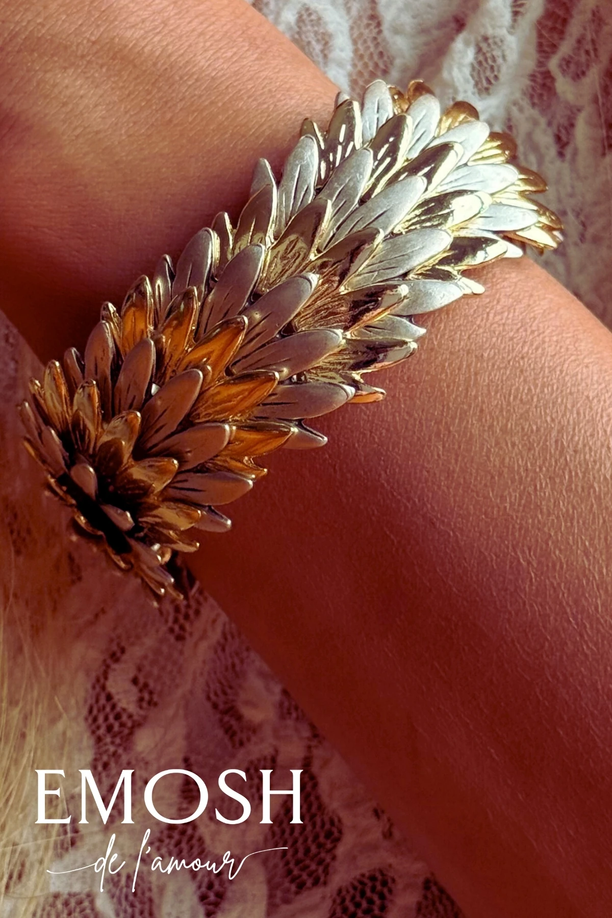 Çift Renkli Yaprak Manşet Bileklik | Altın & Mat Gümüş Kaplama Statement | Zara