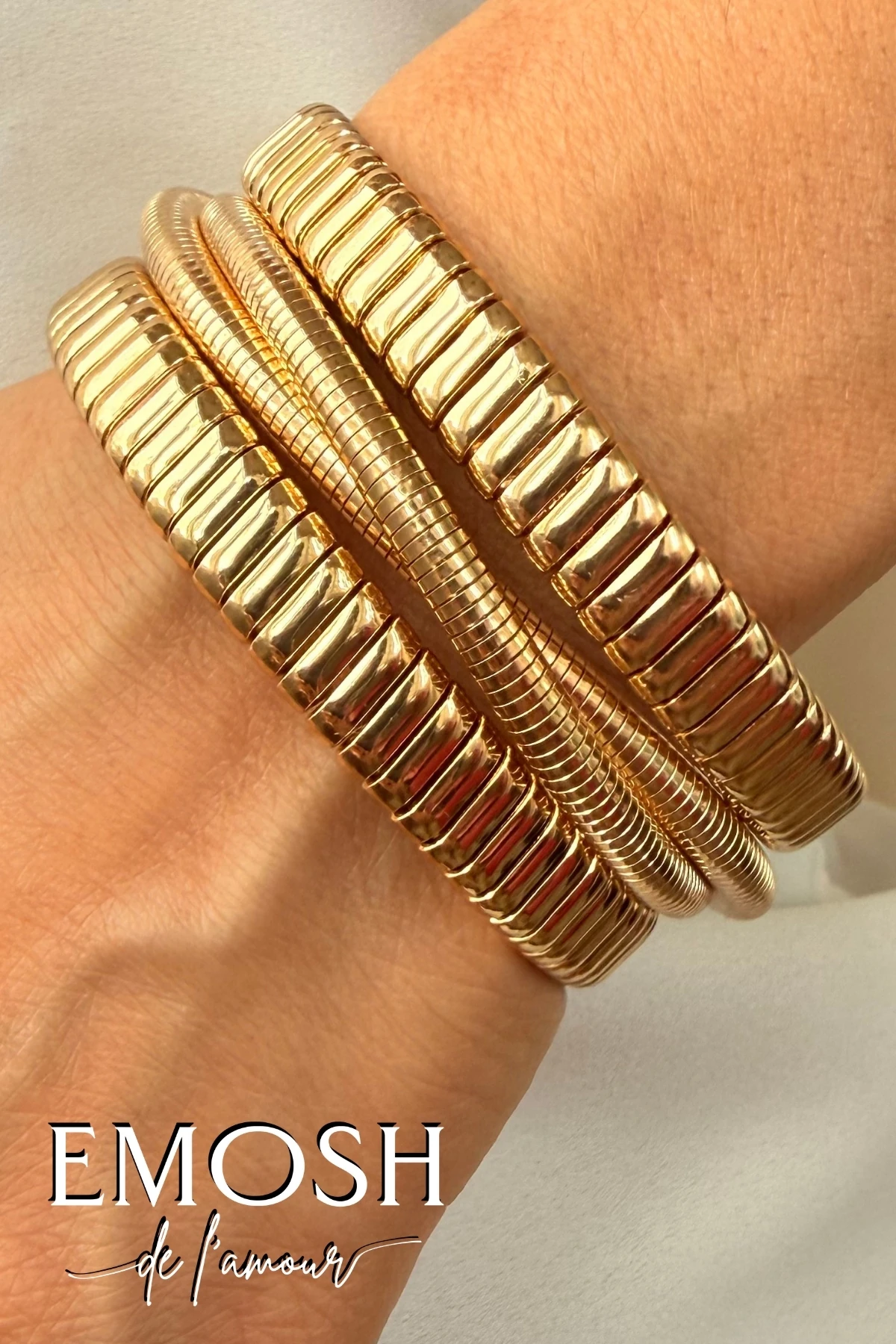 Yılan Stili Kelepçe Bileklik - Gold Renk Tok Bilezik  Model