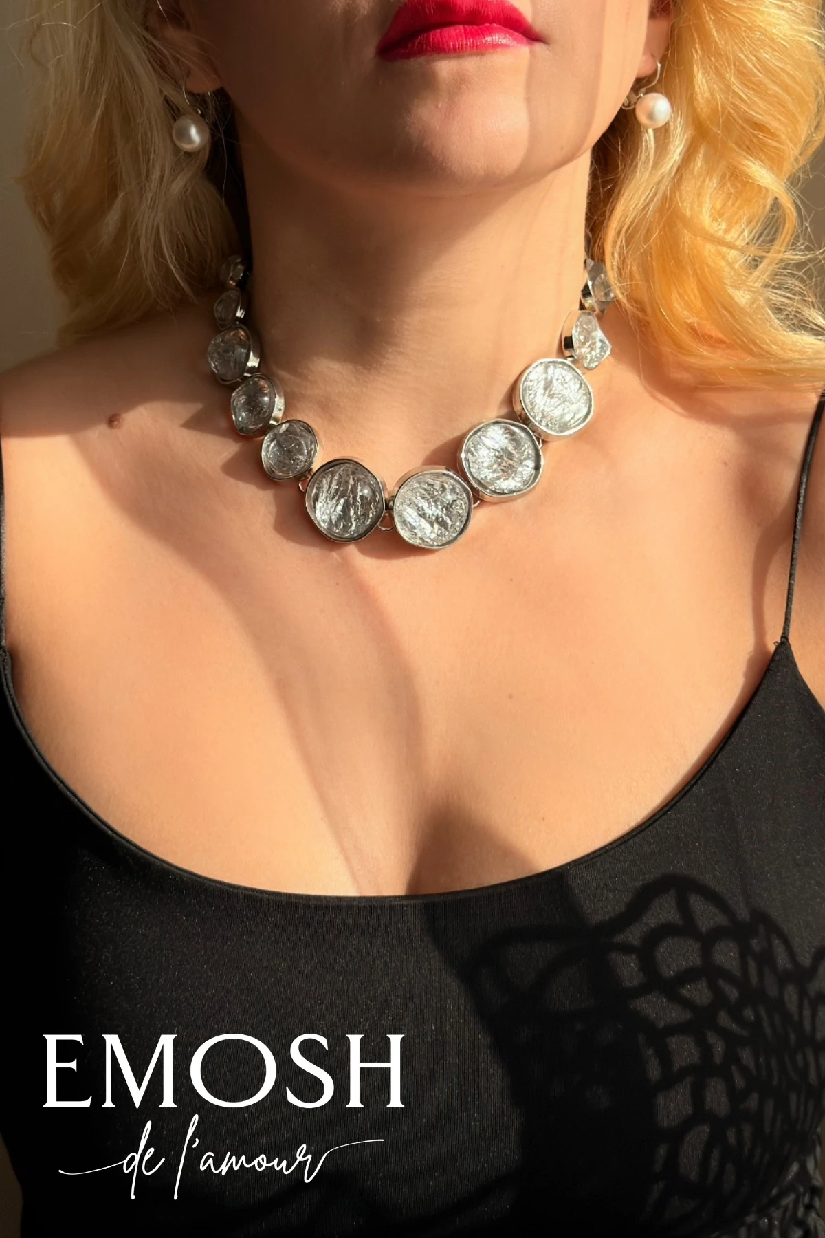 Buz Efektli Statement Kolye | Gümüş Tonlu Çerçeveli Kristal Plakalı | Zara Avangart