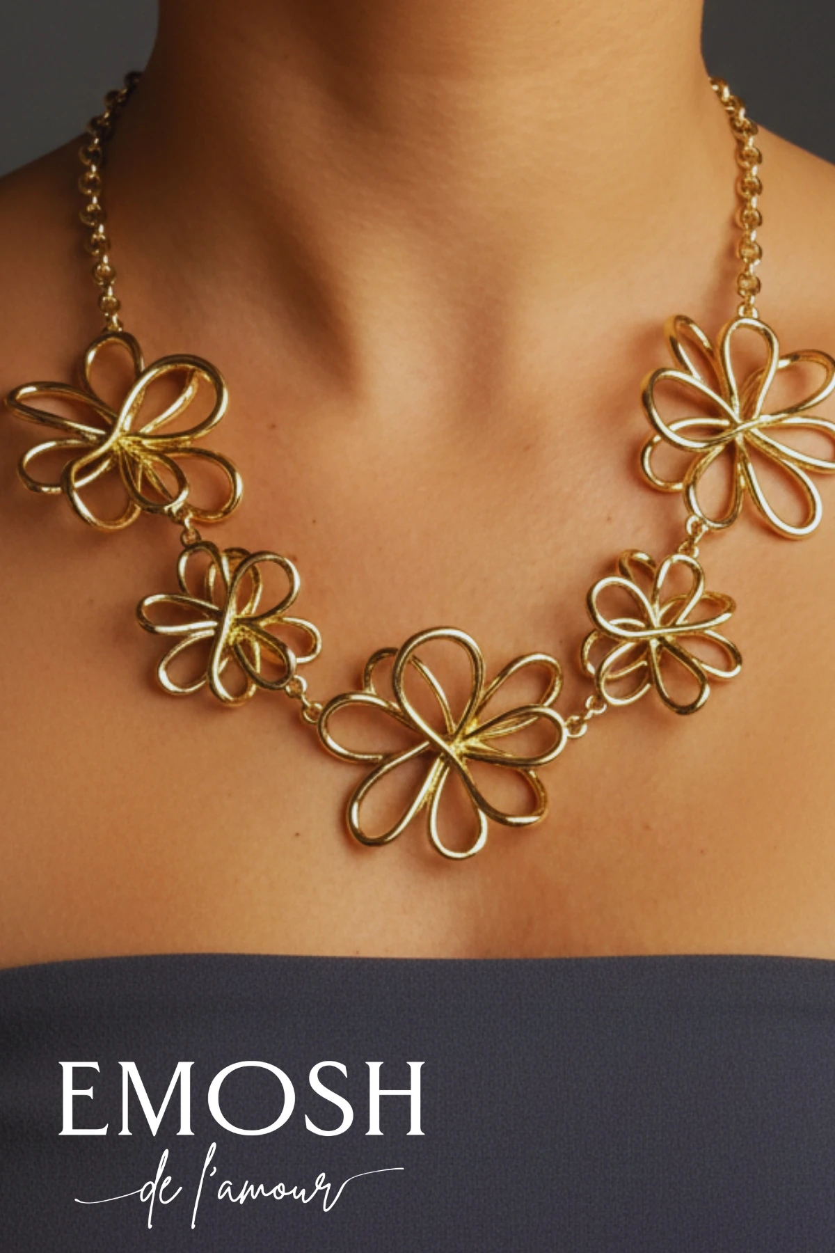 El Yapımı Telkari Çiçek Kolye - Altın Kaplama Choker Zara Model