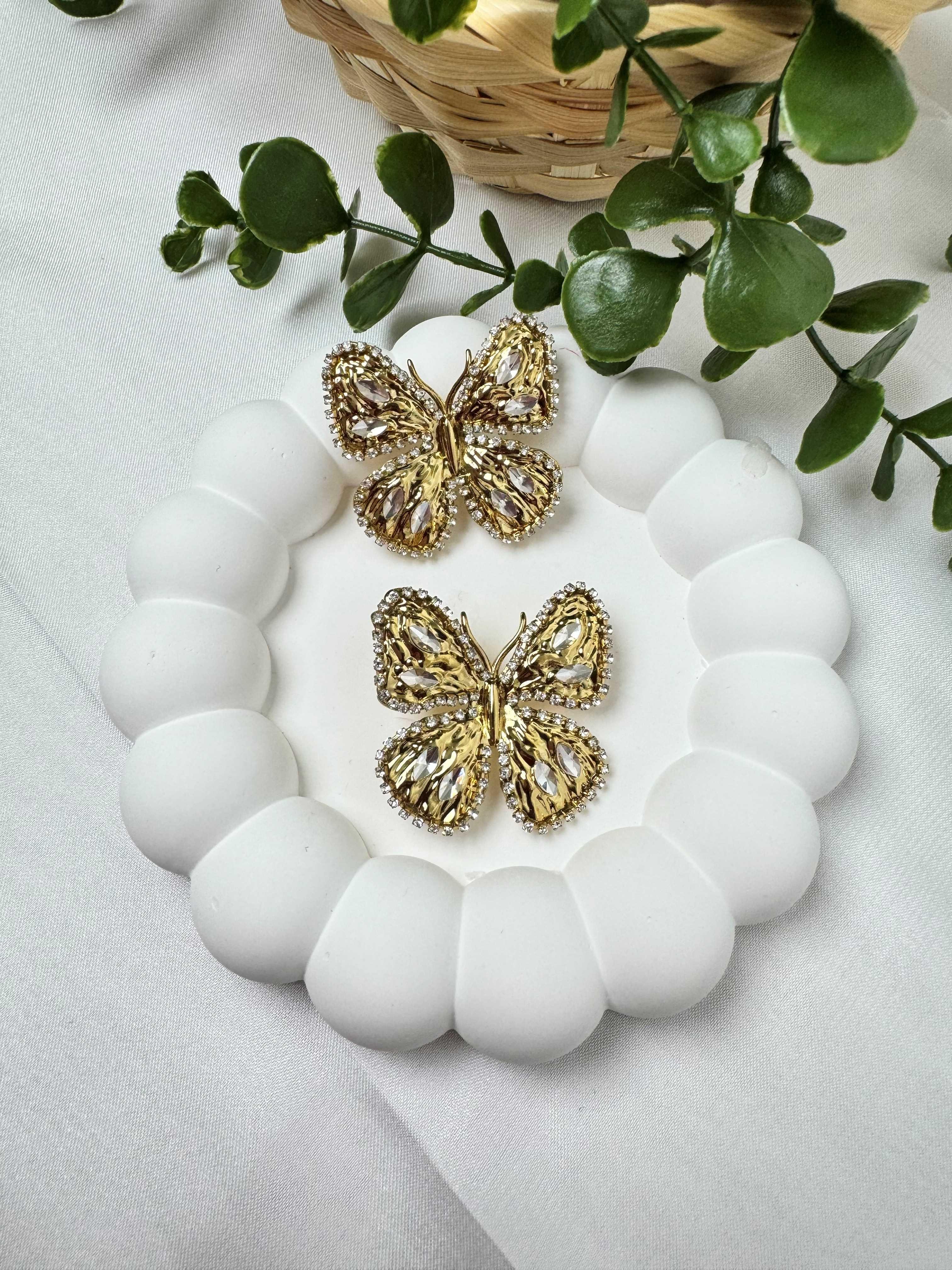 BİG BUTTERFLY ÇELİK KÜPE (GOLD)