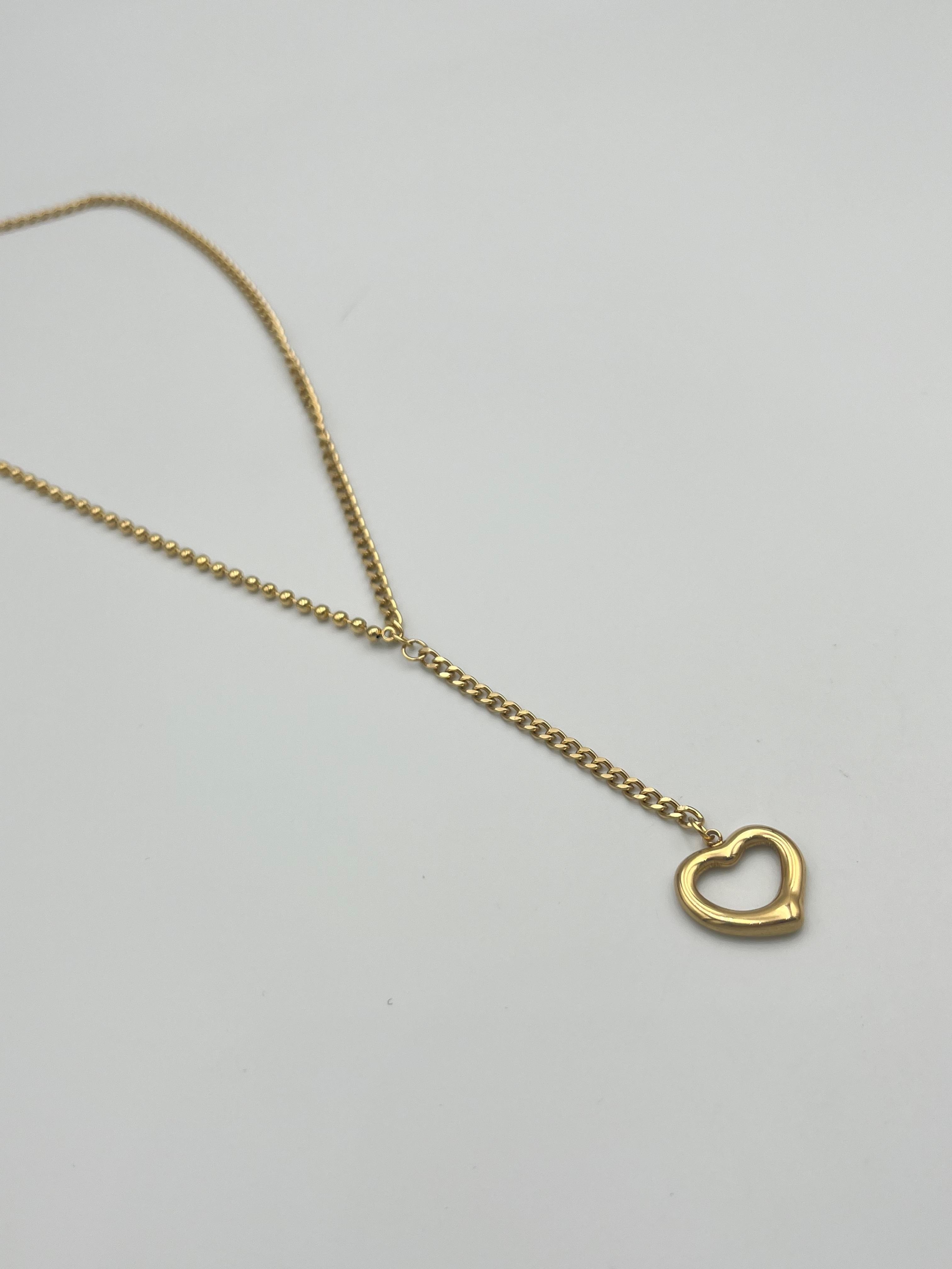 SALLANTILI BOŞ KALP MODEL ÇELİK KOLYE (GOLD)